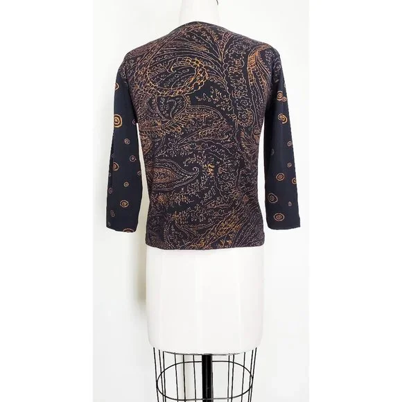 Chico's Womens African Ethnic Print Africa 3/4 Sleeve Jersey Shirt Top XS/S - Picture 3 of 8